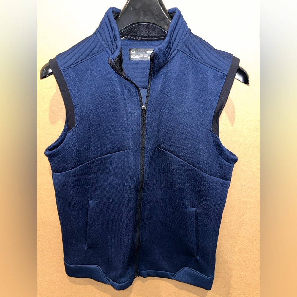 Under Armour Cold Gear Golf Vest Mens Size Medium Blue Full Zip Polyester Mint